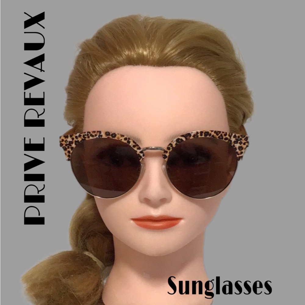 PRIVE REVAUX Moonscape Polarized Sunglasses with Case, Brown Cheetah